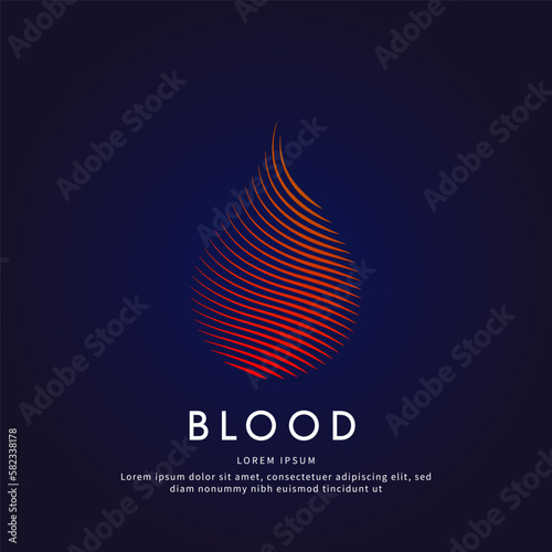 Human Blood drop medical structure. creative Vector logo Blood drop color silhouette on a dark background. EPS 10