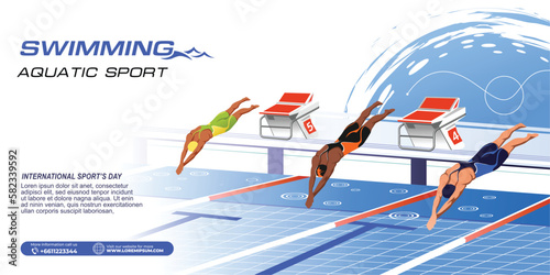 Swimming Sport Illustration Vector. Swimming Background for banner, poster, and flyer