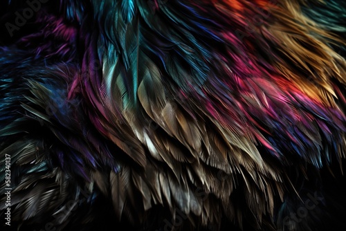 Abstract art iridescent colors of bird fur illustration background with Generative AI © YandiDesigns