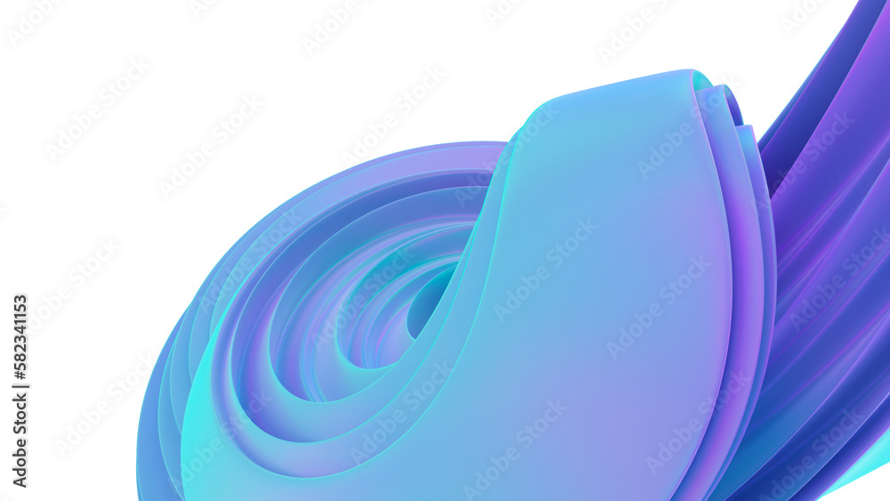 Naklejka premium 3D rendering of colorful abstract twisted shape in motion. Computer generated geometric digital art