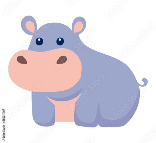 cute hippo animal seated