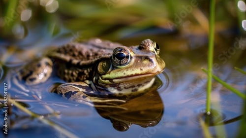 Frog in a Pond. Generative AI.