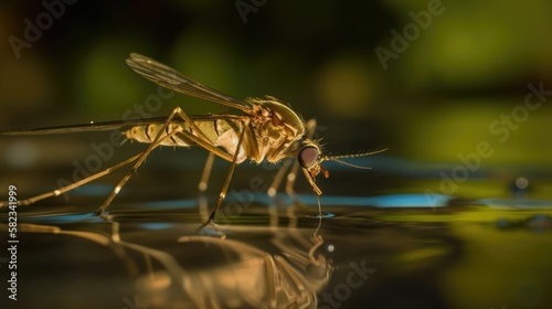 Mosquito on Water. Generative AI. © Lars
