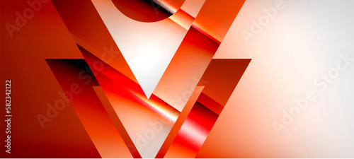 Trendy minimal geometric composition abstract background. Shadow lines and lights on glossy triangles backdrop. Vector Illustration For Wallpaper, Banner, Background, Card, Book Illustration