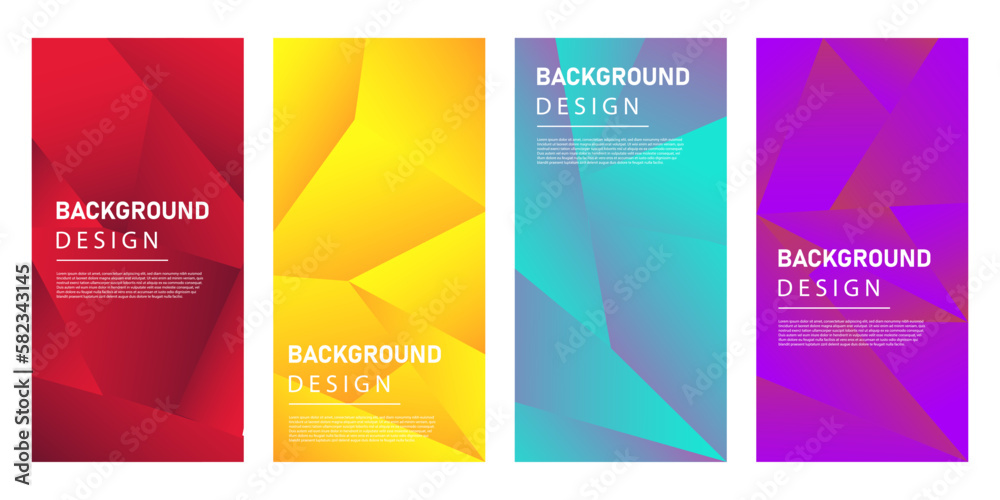 A set of banners with colorful triangles.