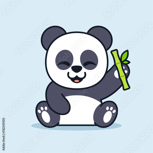 Fototapeta Naklejka Na Ścianę i Meble -  Cute Panda With Bamboo Illustration