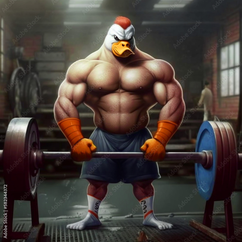 duck bodybuilder in the gym HD wallpaper Stock-Illustration | Adobe Stock
