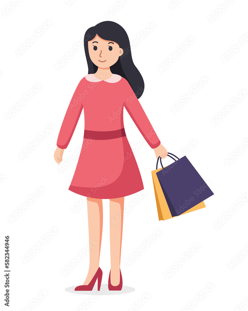 people shopping. People with shopping bags illustration