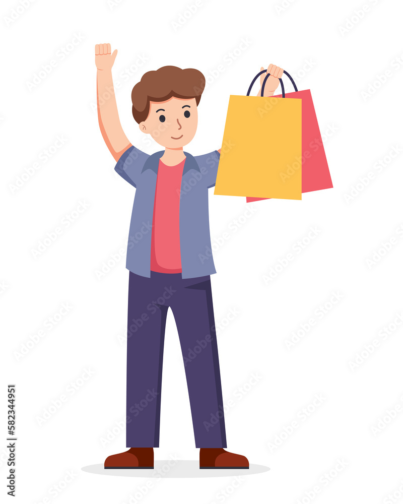 people shopping. People with shopping bags illustration