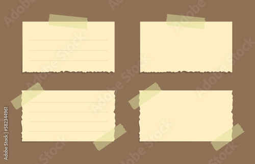 Wallpaper Mural Torn yellow sticky note vector illustration set. Taped office memo paper mockup template. Torontodigital.ca