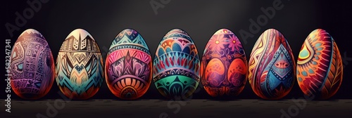 Colorful Joy: Adorable and Playful Easter Eggs Hand Drawn by Kid Graphic Design Perfect for Wallpaper, Cards, and Decorations with Vibrant Hue, Intricate Detail, Beautiful Pattern Generative AI