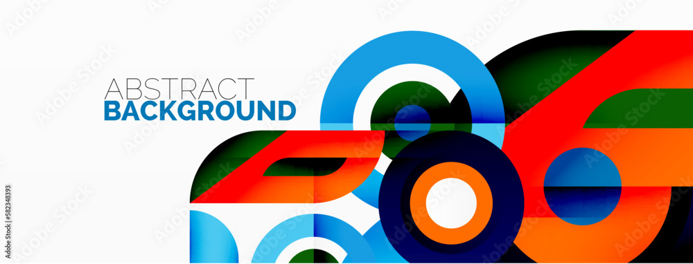 Obraz premium Abstract round shapes background. Minimalist decoration. Geometric background with circles and rings