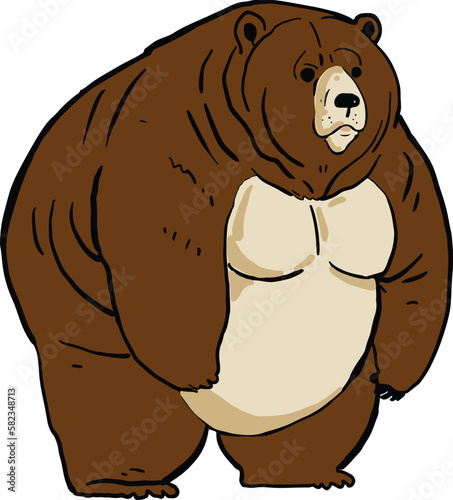 Big chubby brown bear cartoon