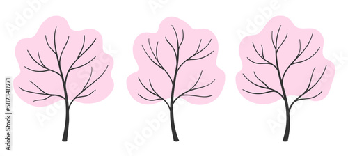 Illustrations of blooming cherry trees