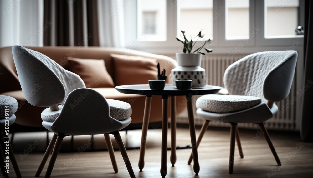 living room with stylish chairs. Generative AI living room with stylish chairs. Generative AI