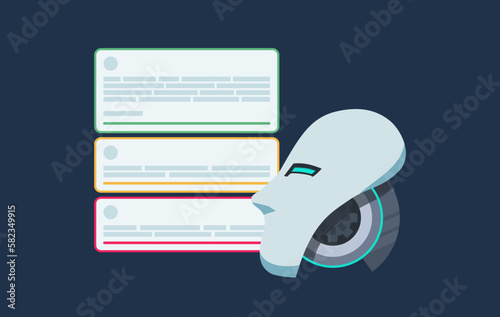 Sentiment Analysis with Artificial Intelligence Vector Illustration Natural Language Processing Flat Design
