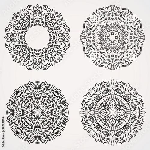Canvas Print Bundle flower Mandala with Ornaments