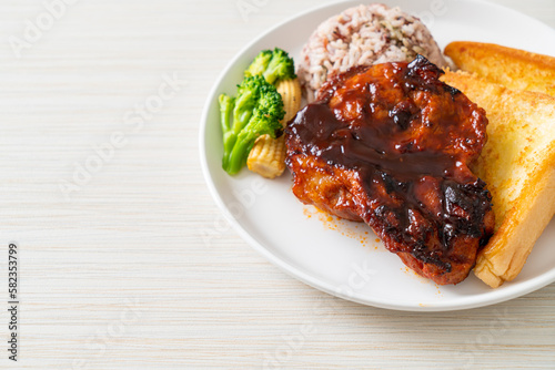 barbecue pork steak with rice berry