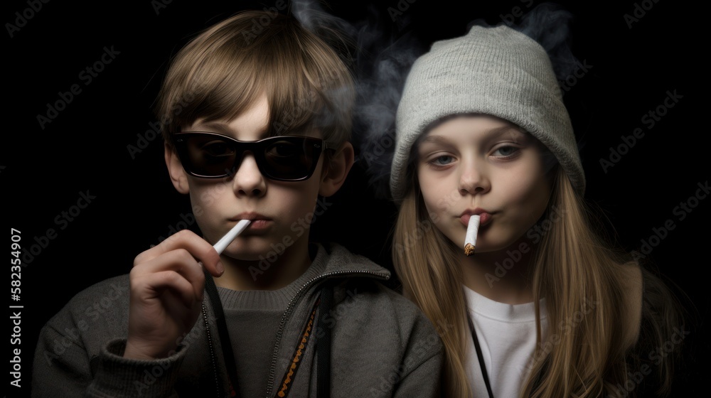 Cannabis 420 Culture: A Beautiful Artistic Designer Portrait of Diverse Caucasian White Kids Boys and Girls Bonding Over Weed Marijuana - Friends Enjoying a Smoke Together Generative AI