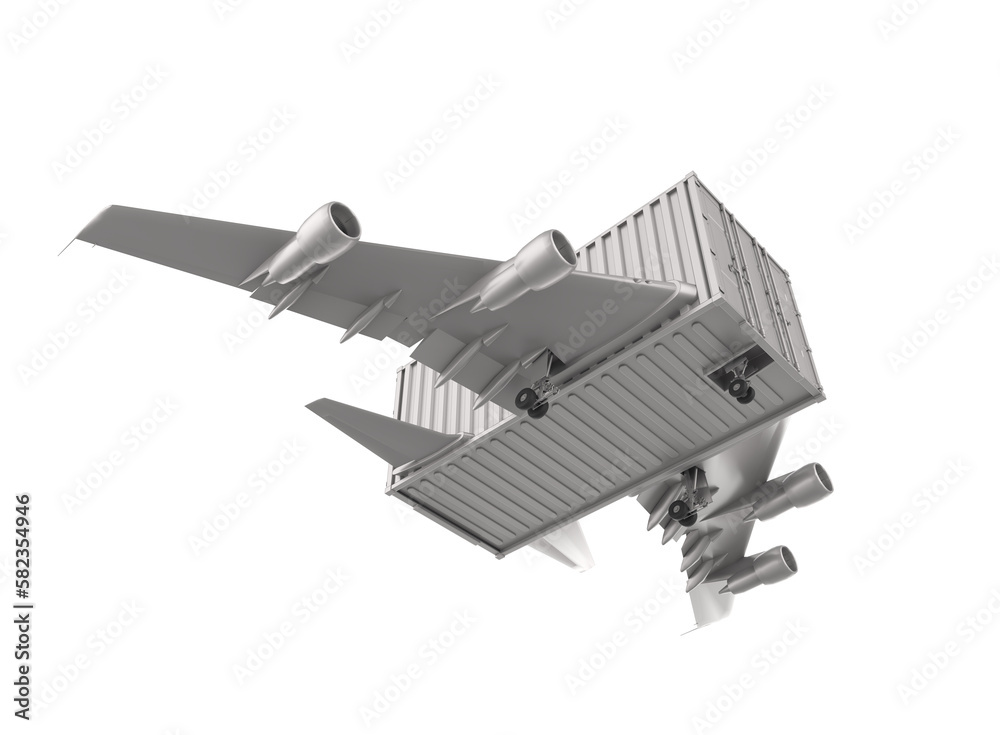 Cargo container with wings flying in the sky. Delivery concept. Png transparency Cargo container with wings flying in the sky. Delivery concept. Png transparency