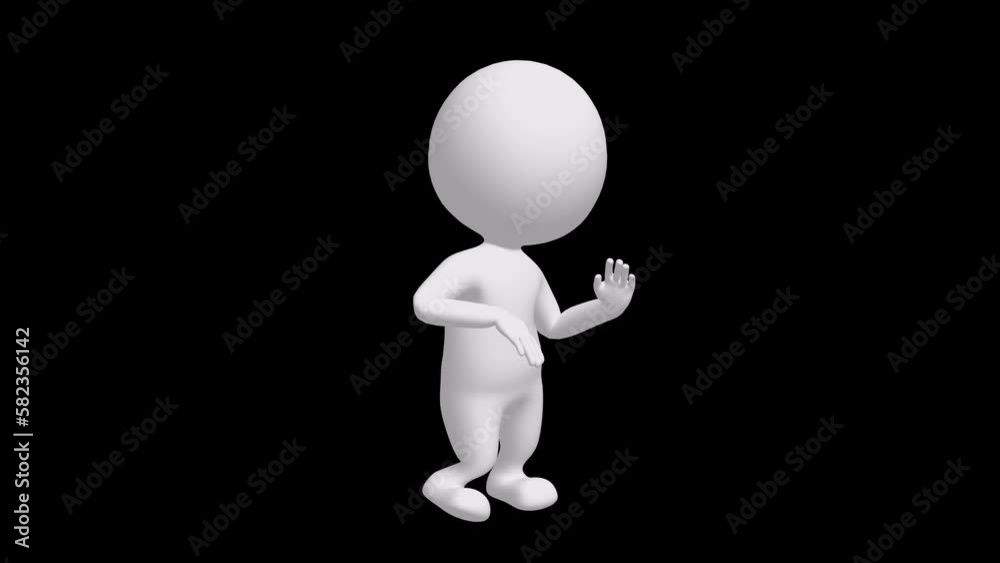 White 3d man dancing. Mascot having fun. Silly dance endless loop. 4K FullHD and HD render footage animation on black White 3d man dancing. Mascot having fun. Silly dance endless loop. 4K FullHD and HD render footage animation on black
