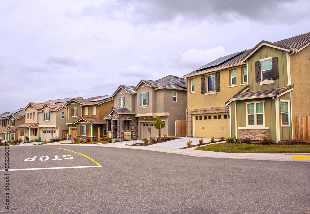 Row of Suburban homes in California