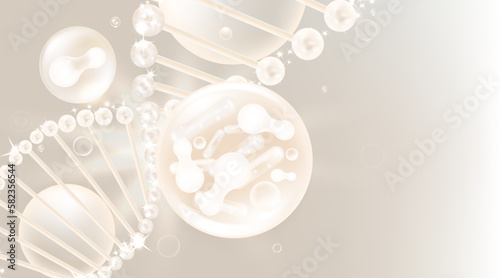 Probiotic and Hyaluronic acid skin solutions ad, white collagen, and vitamin serum drops with cosmetic advertising background ready to use illustration vector.	