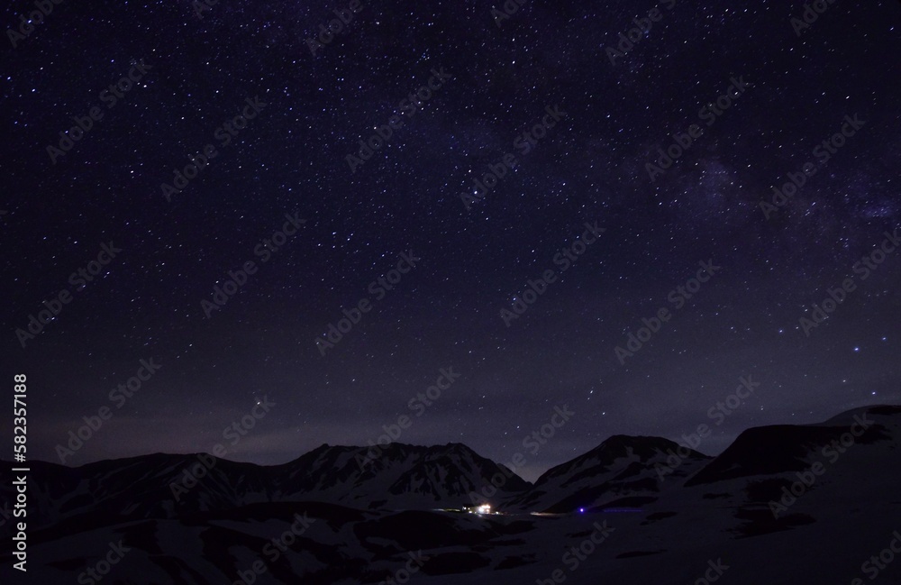満天の夜空　北アルプス 立山連峰