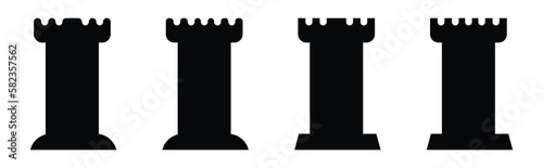 tower castle icon set. defense tower icon symbol sign collections. vector illustration