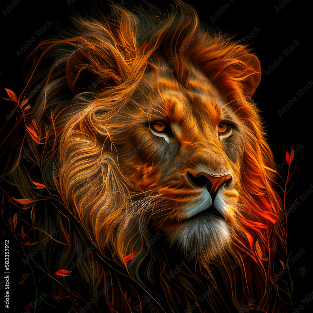 lion head close up portrait