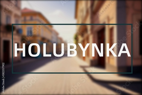 Holubynka: Der Name der ukrainischen Stadt Holubynka in der Oblast Krym, Avtonomna Respublika vor einem Foto