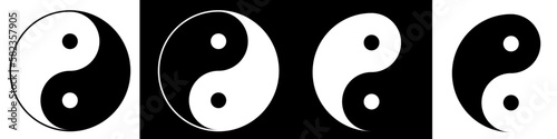 Print op canvas Ying Yang Black and White Vector Models / Ai Illustrator
