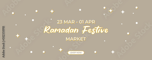 Ramadan lettering banner ads design with simple style