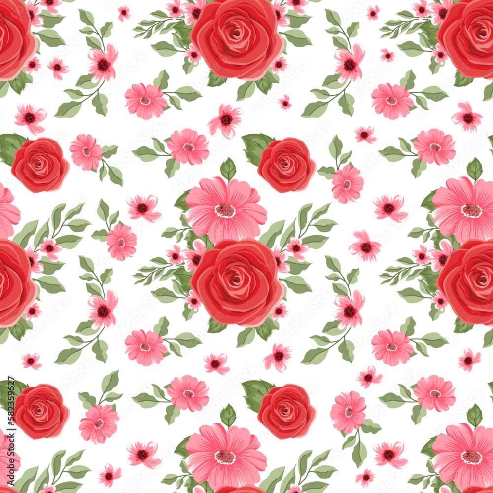 seamless pattern with Roses vector  on a transparency background