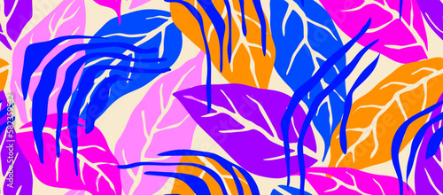  seamless pattern with abstract leaves.

