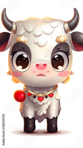 Sweet & Adorable Cute Baby Yak Cartoon Character Generative AI Digital Illustration Part#180323