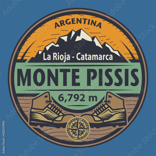 Abstract stamp or emblem with Monte Pissis, Argentina name, vector illustration photo