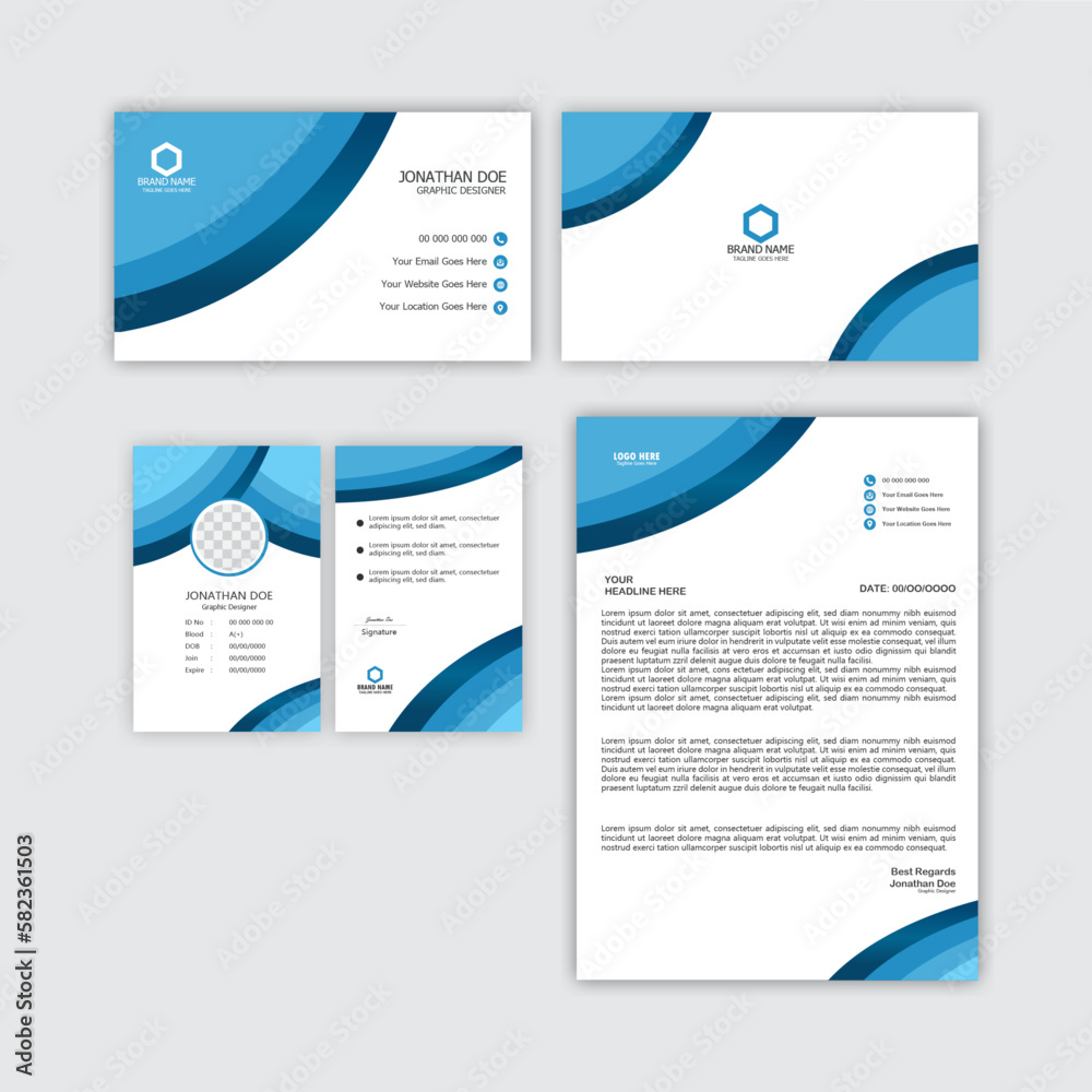 corporate modern stationery design template, creative modern stationery design template for your project, Stationery Mockup with Shadow.