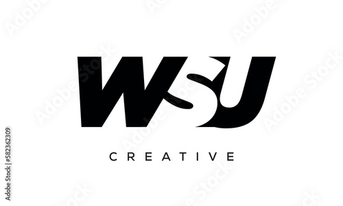 WSU letters negative space logo design. creative typography monogram vector