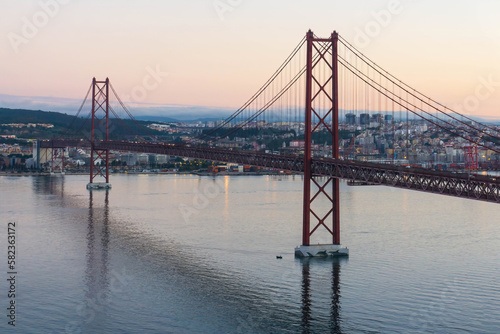 Red Bridge April 25th in Lisbon early morning