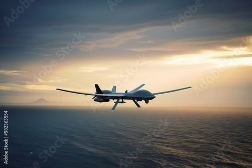 Close look at the MQ-9 Reaper military UAV in the sky