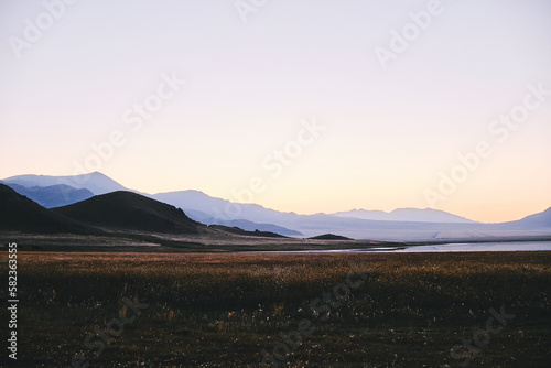 Landscape during sunrise on TuzKol Lake in Kazakhstan
