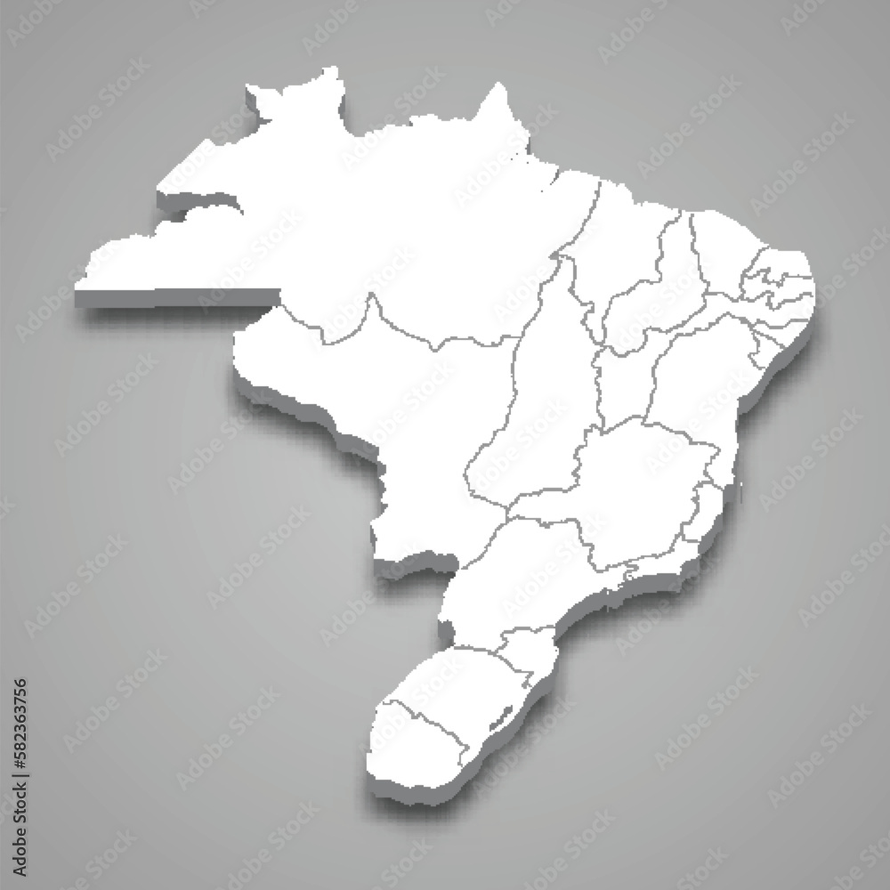 3d isometric map of Empire of Brazil isolated with shadow 3d isometric map of Empire of Brazil isolated with shadow