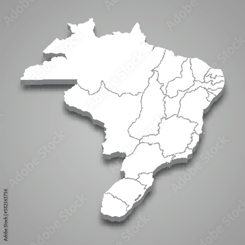 3d isometric map of Empire of Brazil isolated with shadow photo