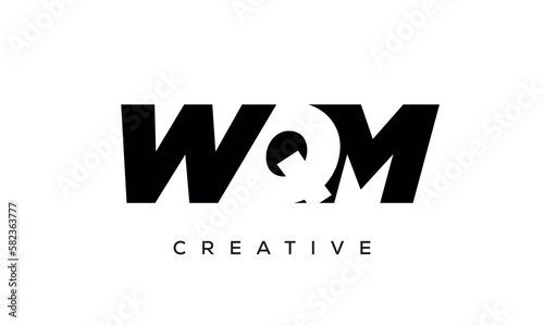 WQM letters negative space logo design. creative typography monogram vector