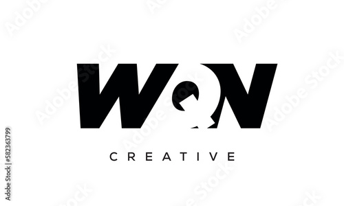 WQN letters negative space logo design. creative typography monogram vector