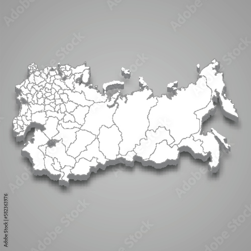 3d isometric map of Russian Empire isolated with shadow