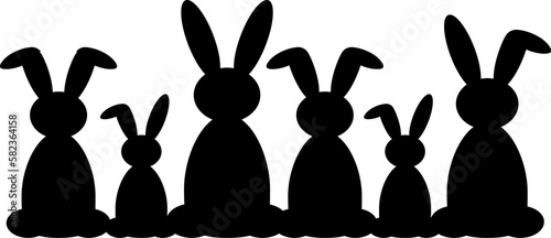 Happy Easter banner, poster, greeting card. Trendy Easter design with bunnies in black. Modern minimal style