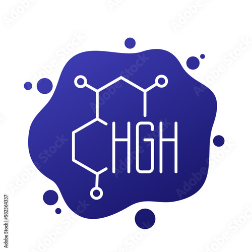 HGH icon, human growth hormone line vector
