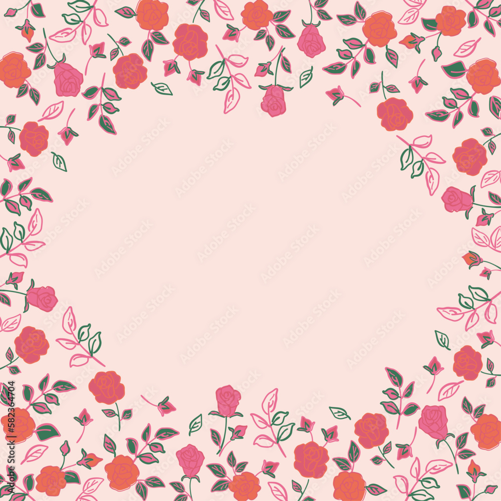 Vector rose flower frame illustration